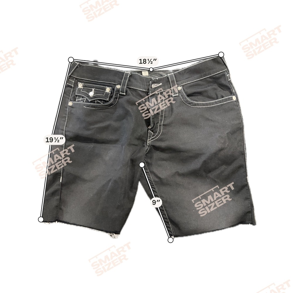 True Religion Mens Black White Thick Stitch Straight Denim Cut Off Shorts 33 - Picture 9 of 10